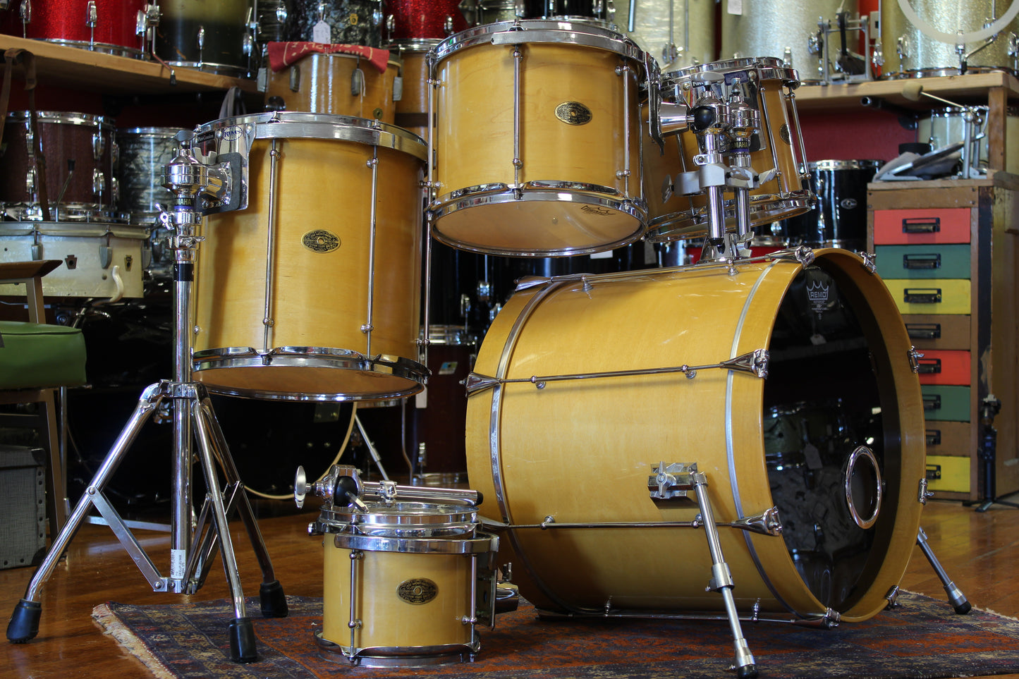 1990's Montineri Custom Drum Kit in Natural Maple 8-10-12-14-20