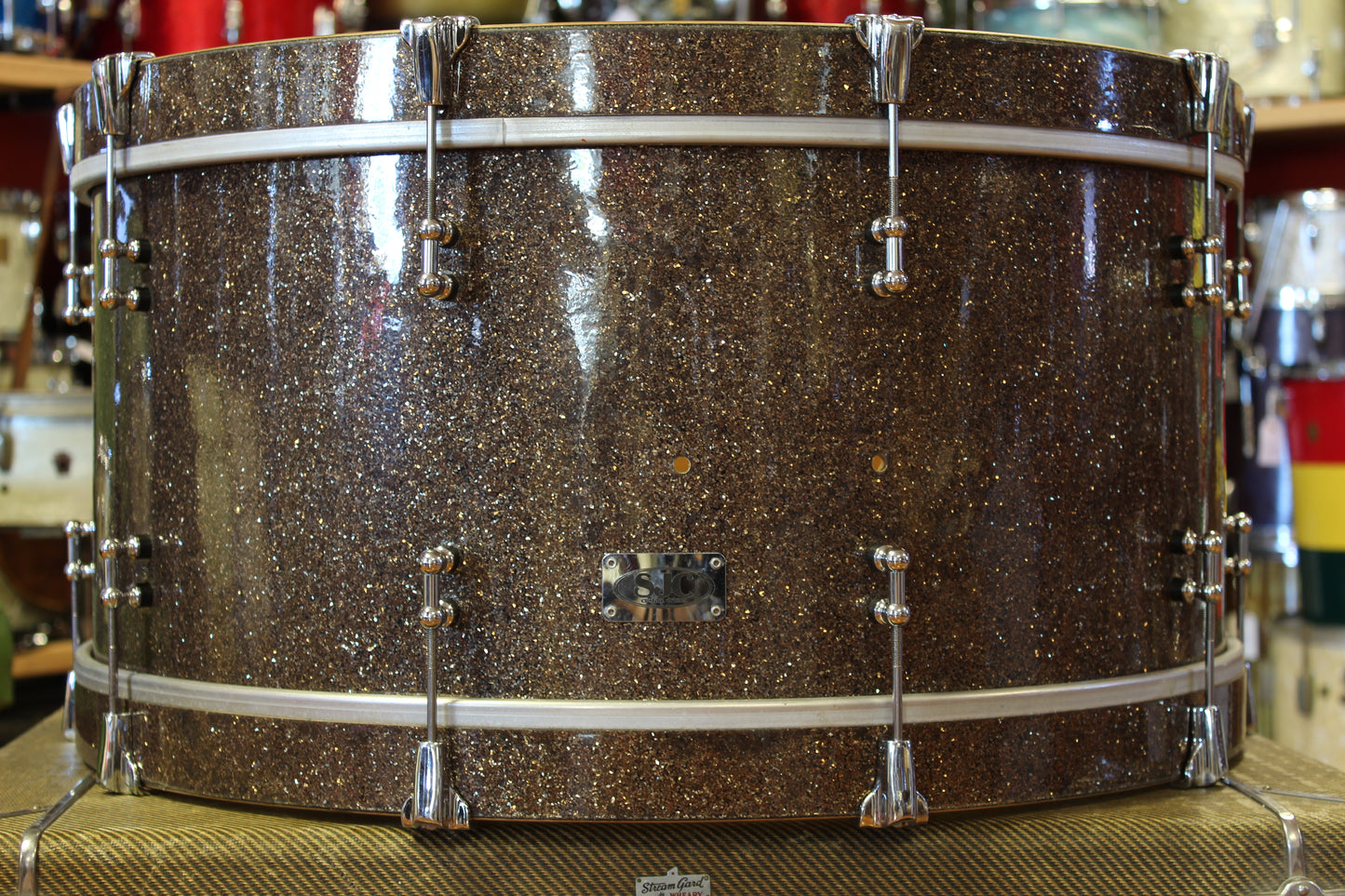 SJC Custom Drum Kit in Ginger Glass Glitter 12x26 14x16 8x12