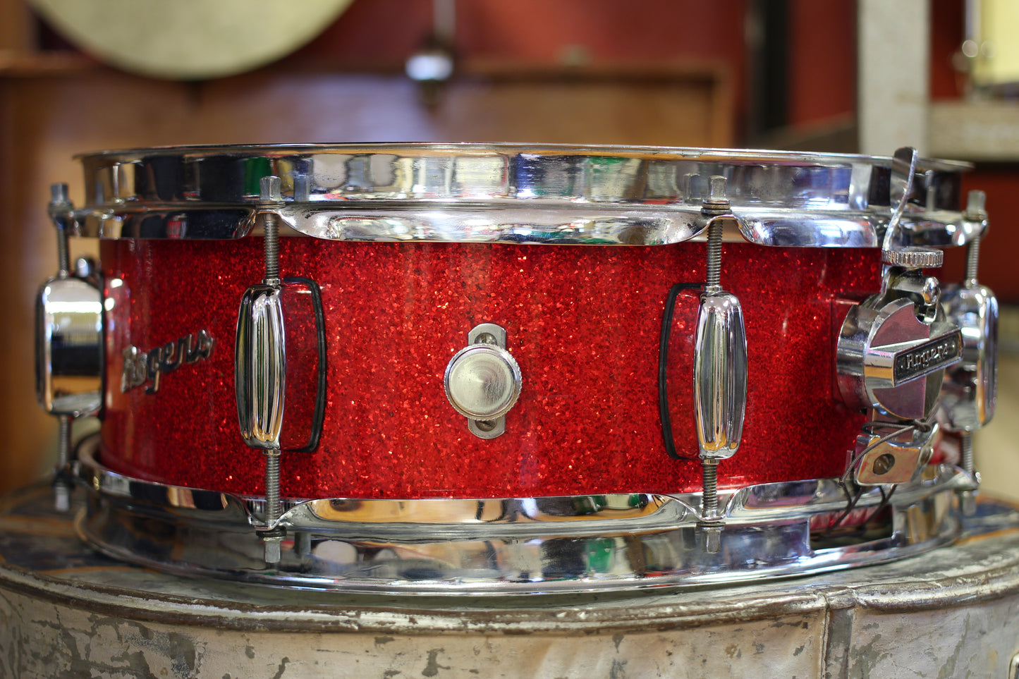 1960's Rogers 5"x14" Holiday Snare Drum in Sparkling Red Pearl