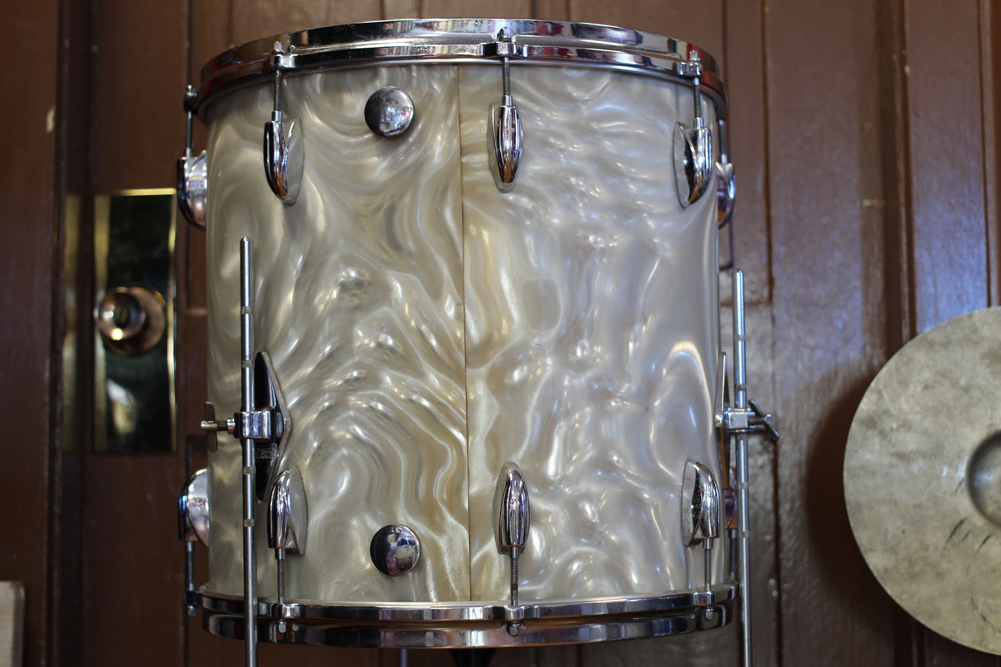 1960's Gretsch Bop Outfit in Silver Satin Flame 14x20 16x16 8x12 5.5x14