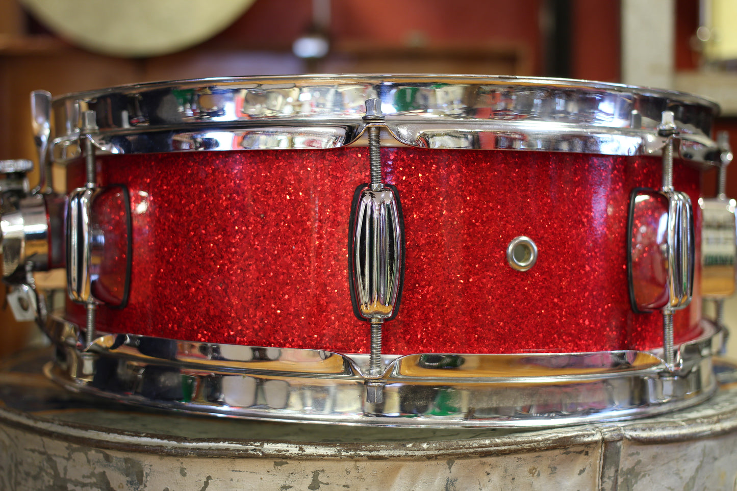1960's Rogers 5"x14" Holiday Snare Drum in Sparkling Red Pearl