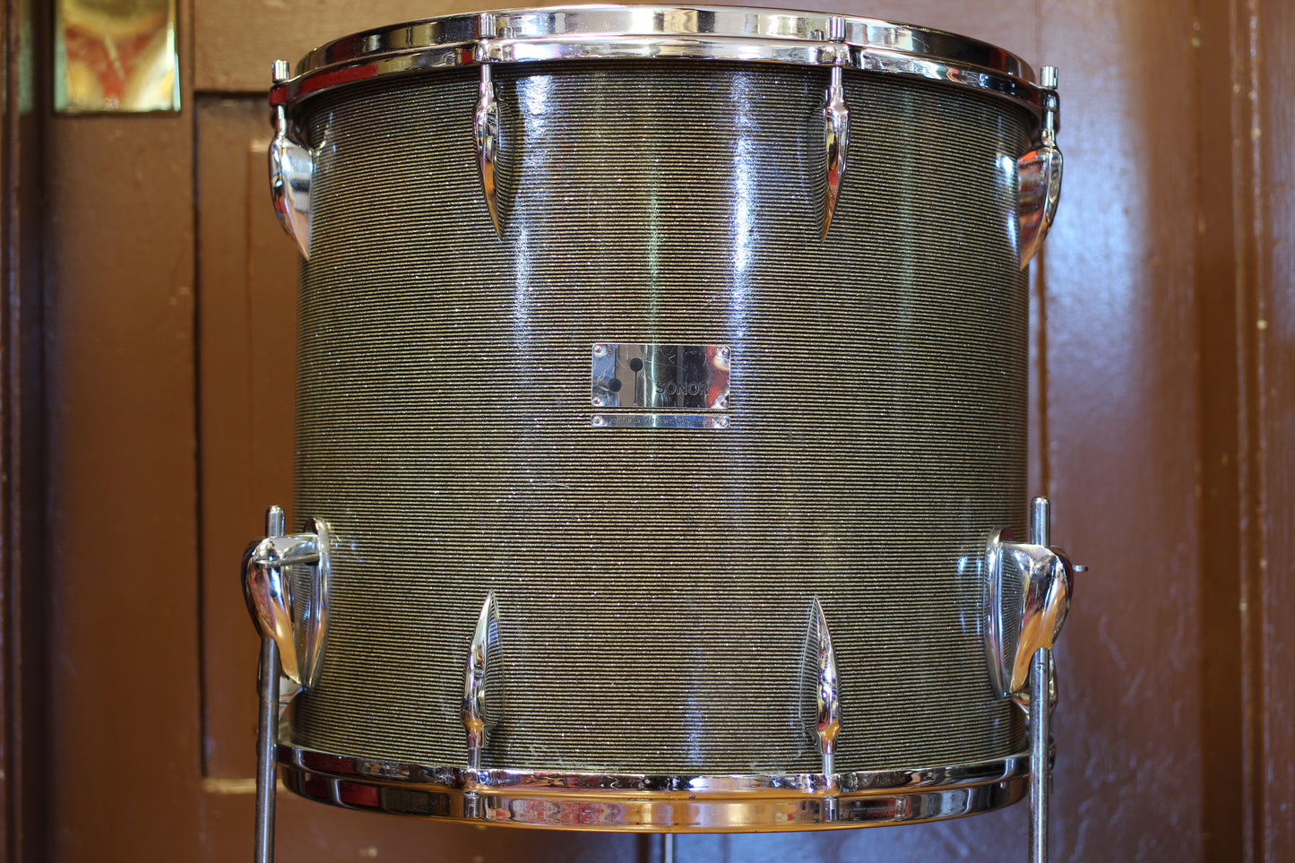 1960's Sonor Chicago Star Outfit in Black & Silver Striped Glitter 14x20 14x16 8x13