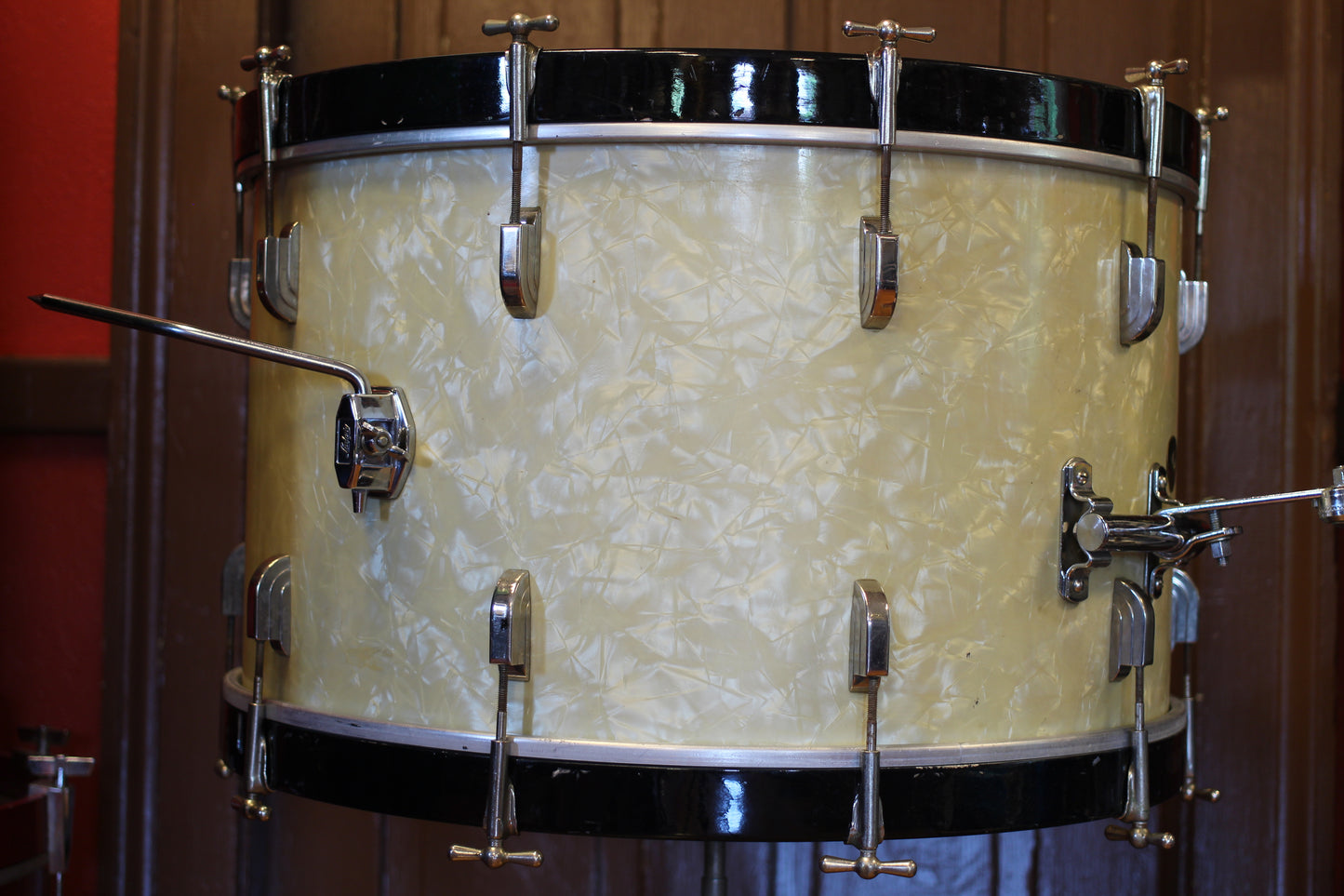 1950's Leedy & Ludwig Broadway in White Marine Pearl 14x24 16x16 9x13