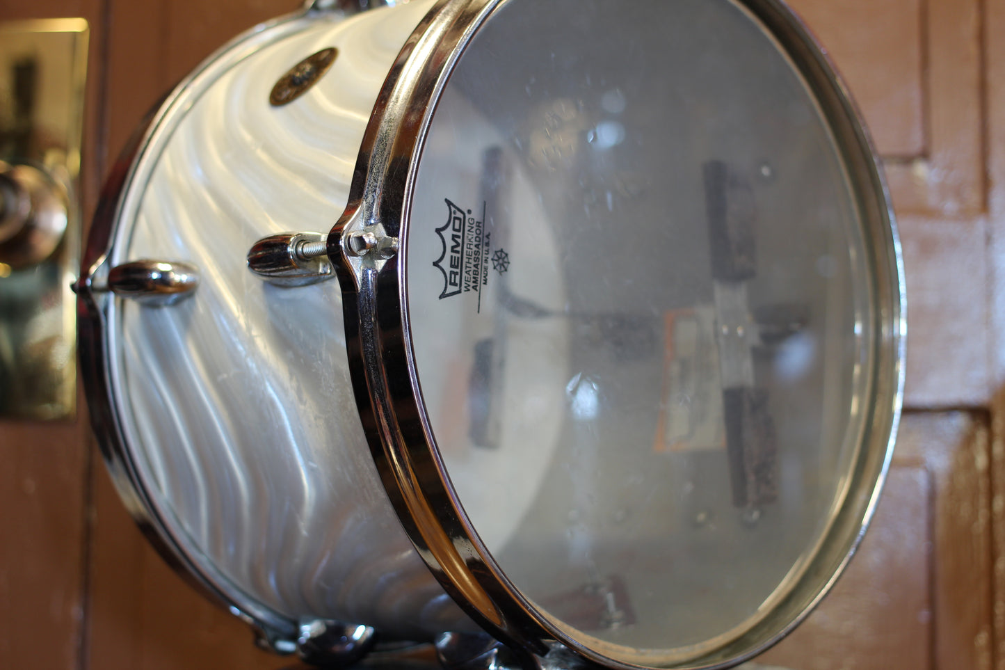 1960's Gretsch Bop Outfit in Silver Satin Flame 14x20 16x16 8x12 5.5x14