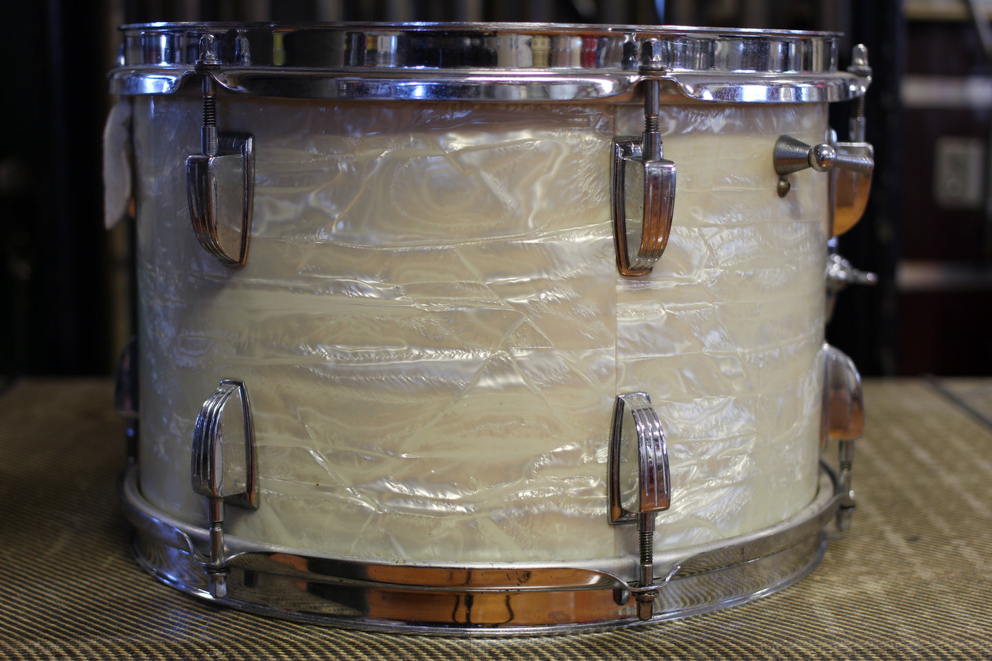 1964 Ludwig Downbeat in White Marine Pearl 14x20 14x14 8x12