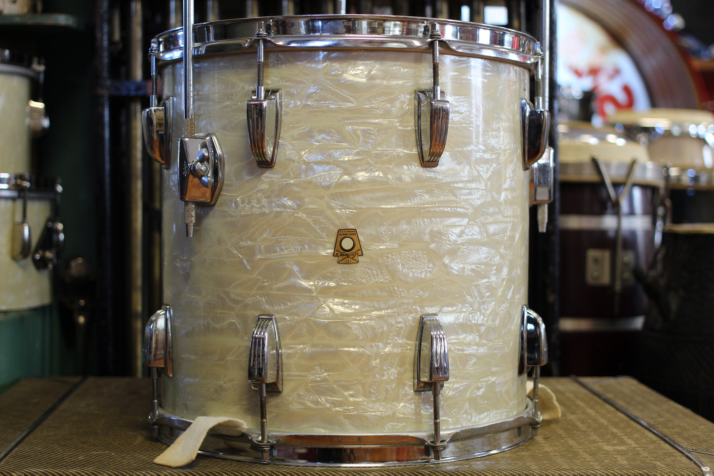1964 Ludwig Downbeat in White Marine Pearl 14x20 14x14 8x12