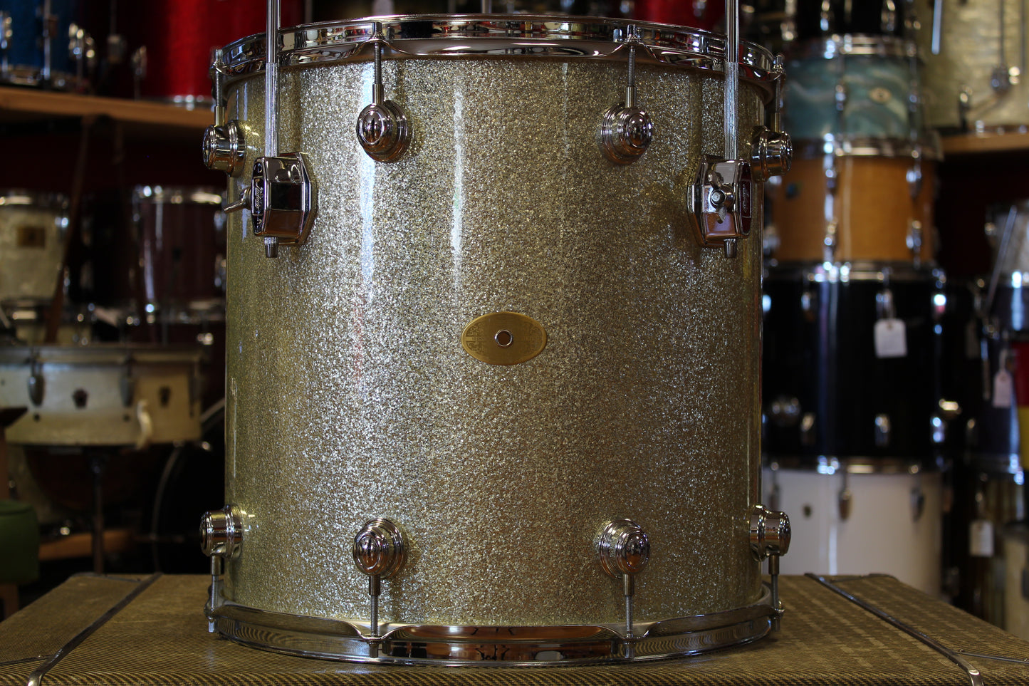 00's Montineri Custom Drums Maple/Poplar/Maple in Aged Silver Sparkle 14x24 16x16 9x13 5.5x14