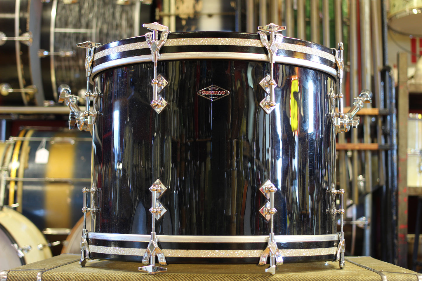2000's Craviotto Solid Maple Kit in Black 14x20 14x14 8x12 7.5x10