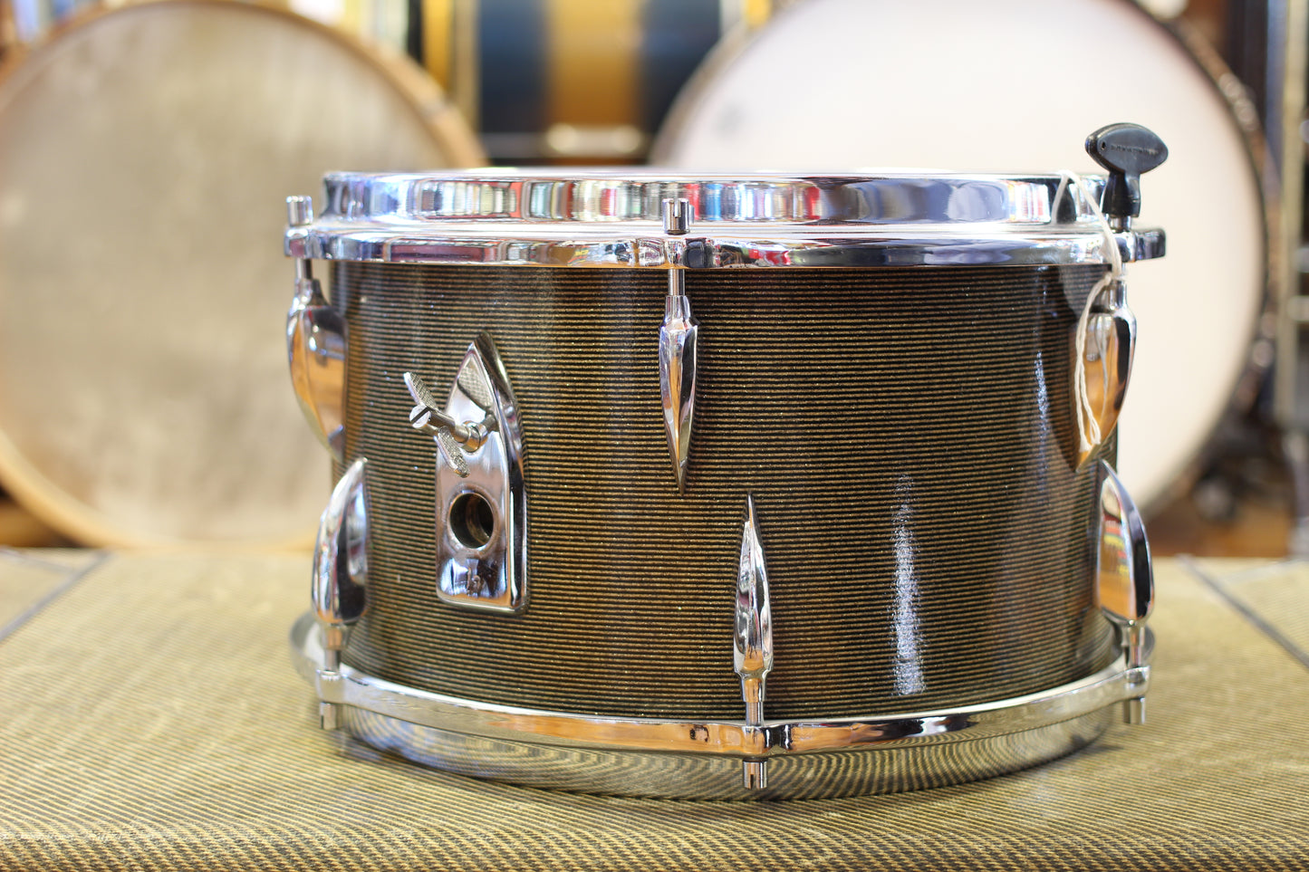 1960's Sonor Chicago Star Outfit in Black & Silver Striped Glitter 14x20 14x16 8x13