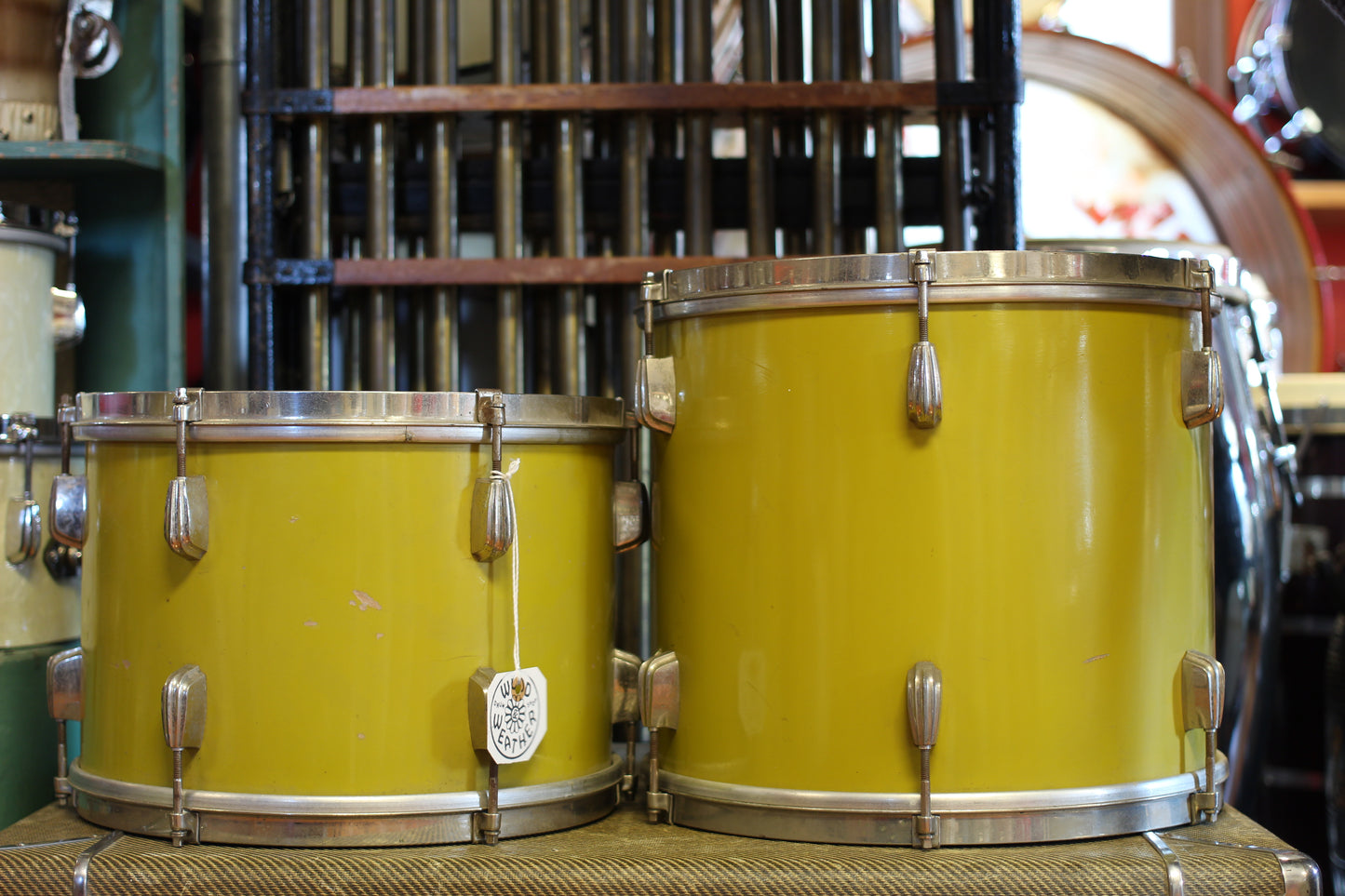 1940's Slingerland Radioking in Mustard Yellow Lacquer 14x20 16x16 12x14 9x13