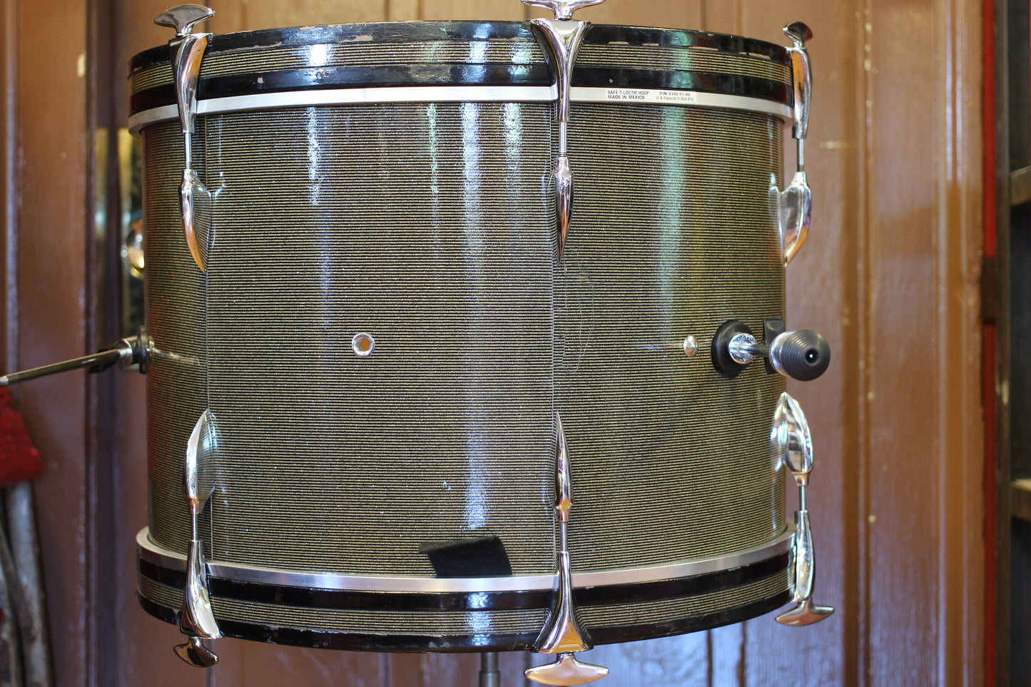 1960's Sonor Chicago Star Outfit in Black & Silver Striped Glitter 14x20 14x16 8x13