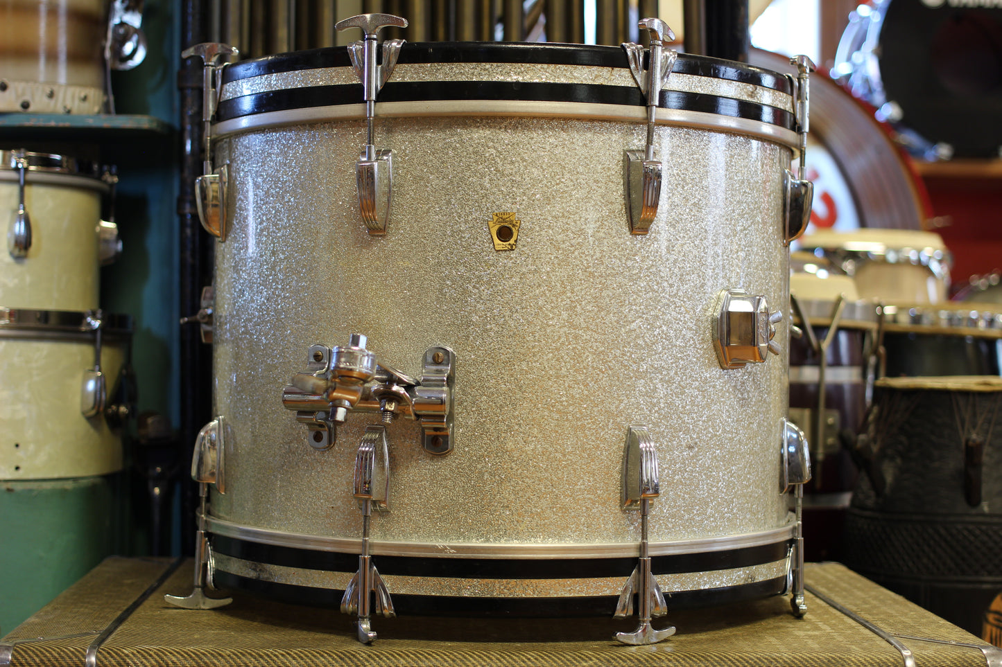 1960's Ludwig Downbeat in Silver Sparkle 14x20 14x14 8x12