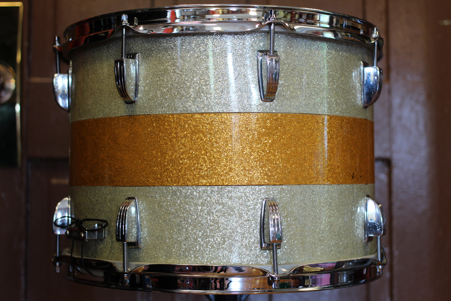 1969 Ludwig 10"x14" Marching Snare in Silver & Gold Sparkle Tri Band