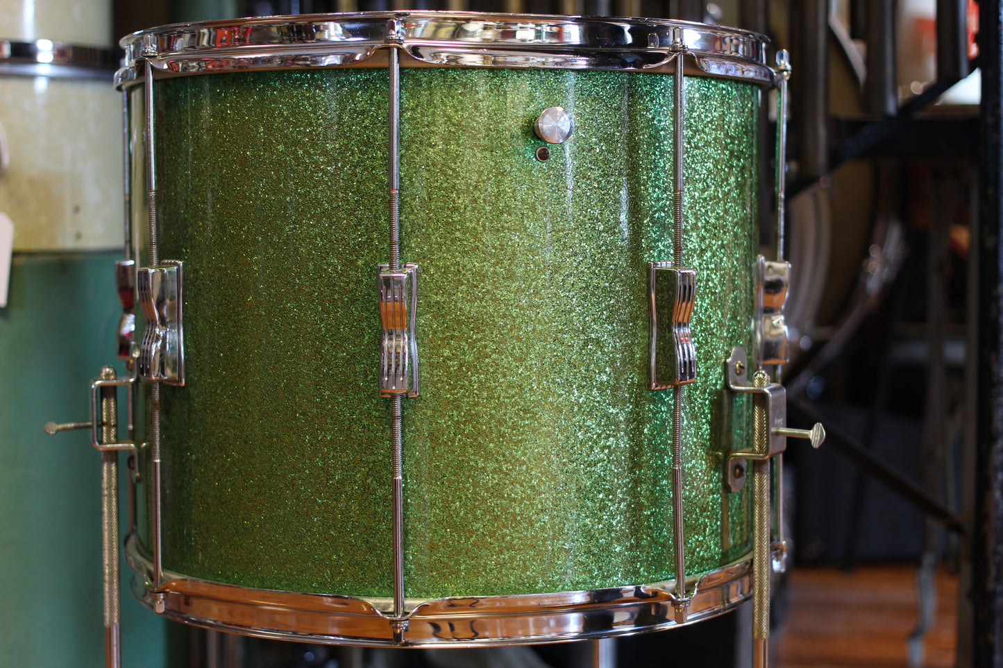 1960 Ludwig Pre Serial 12"x15" Club Date Floor Tom in Green Sparkle