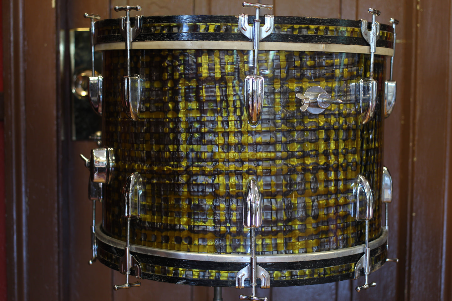 1960's Zim Gar Drum Set in Gold Ingot 14x20 14x14 8x12 5x14