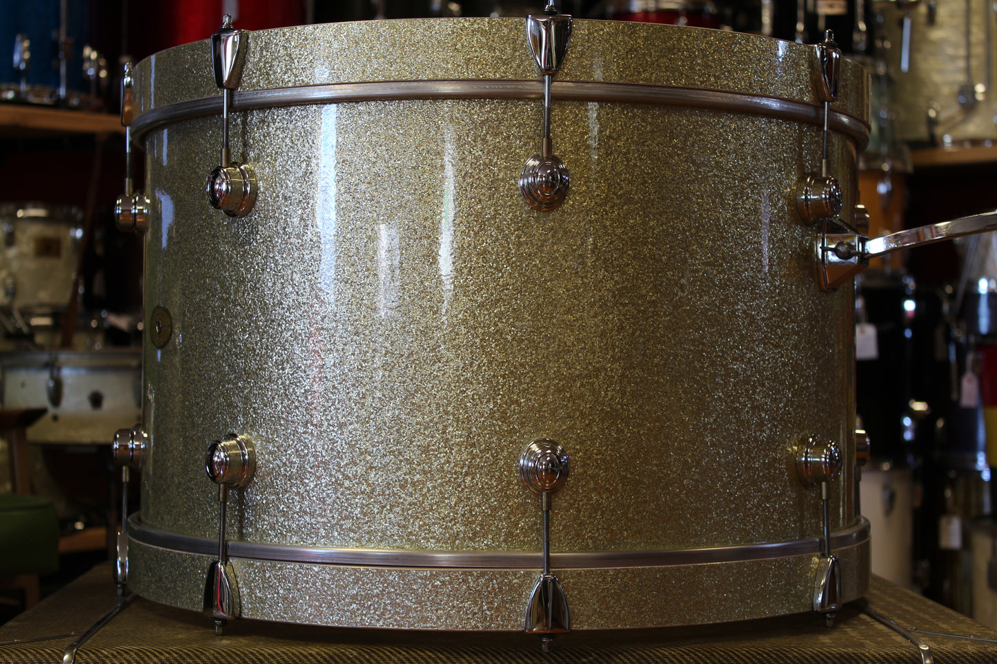 00's Montineri Custom Drums Maple/Poplar/Maple in Aged Silver Sparkle 14x24 16x16 9x13 5.5x14