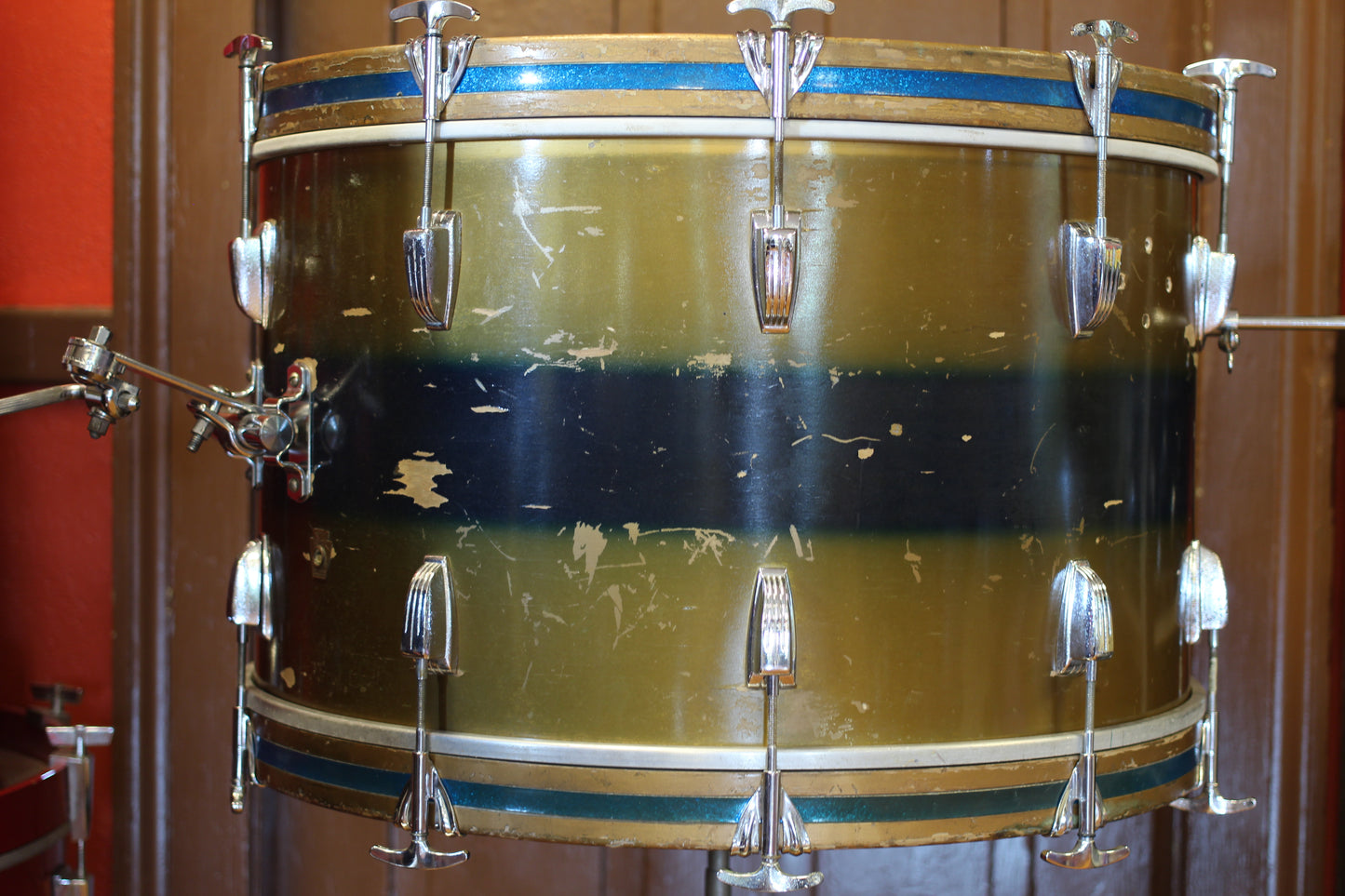 1960/70's Ludwig Deluxe Classic in Gold & Blue Duco 14x24 16x16 9x13
