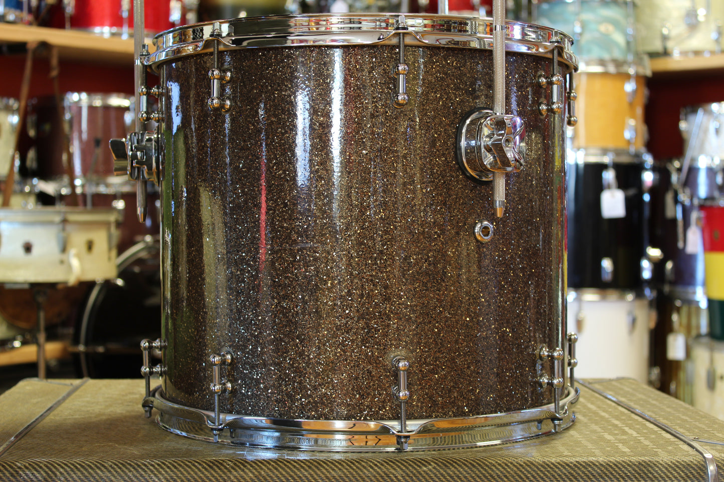 SJC Custom Drum Kit in Ginger Glass Glitter 12x26 14x16 8x12