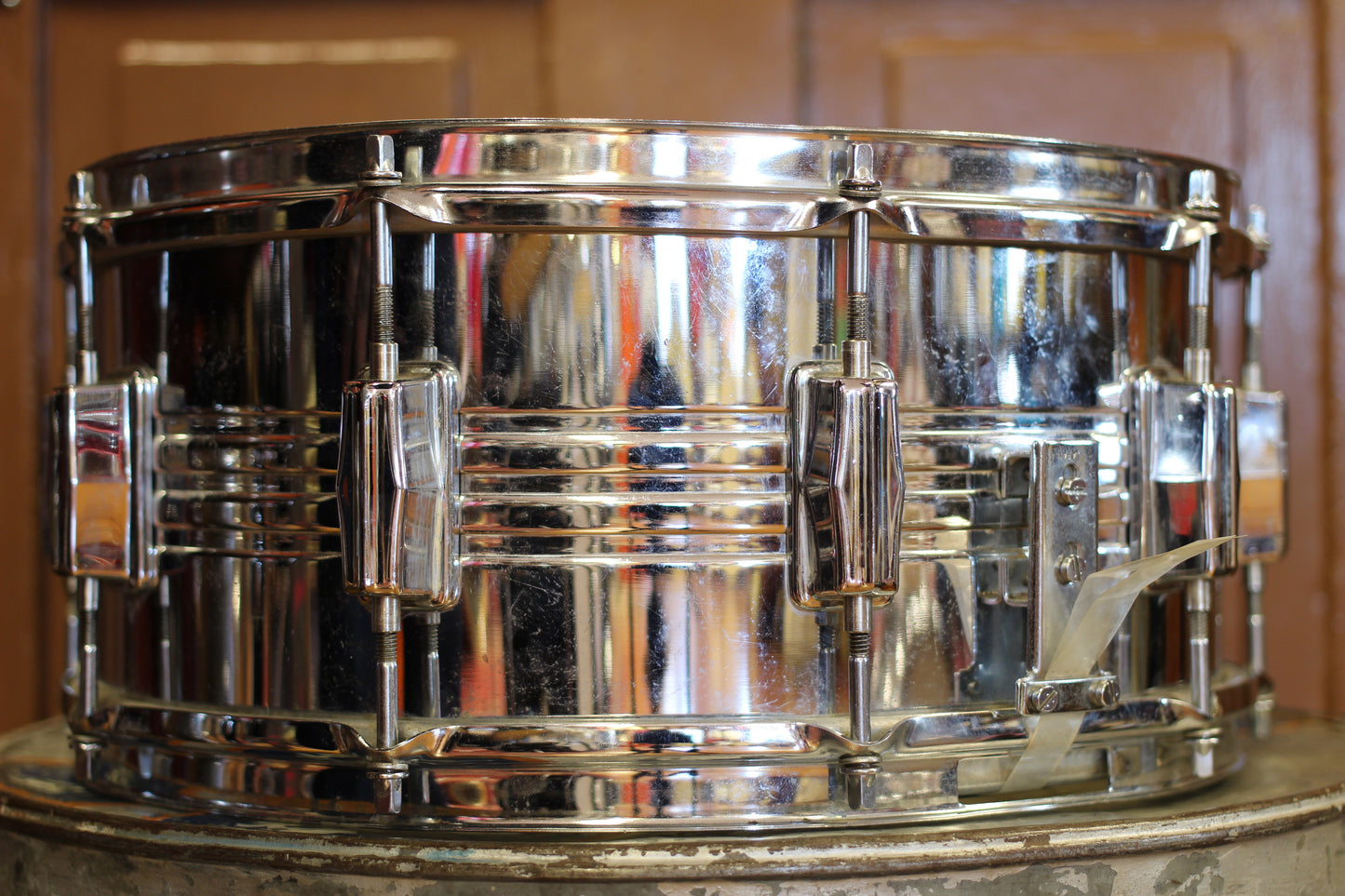 1970's Pearl "B4514L" Chrome over Brass 6.5"x14" Snare Drum
