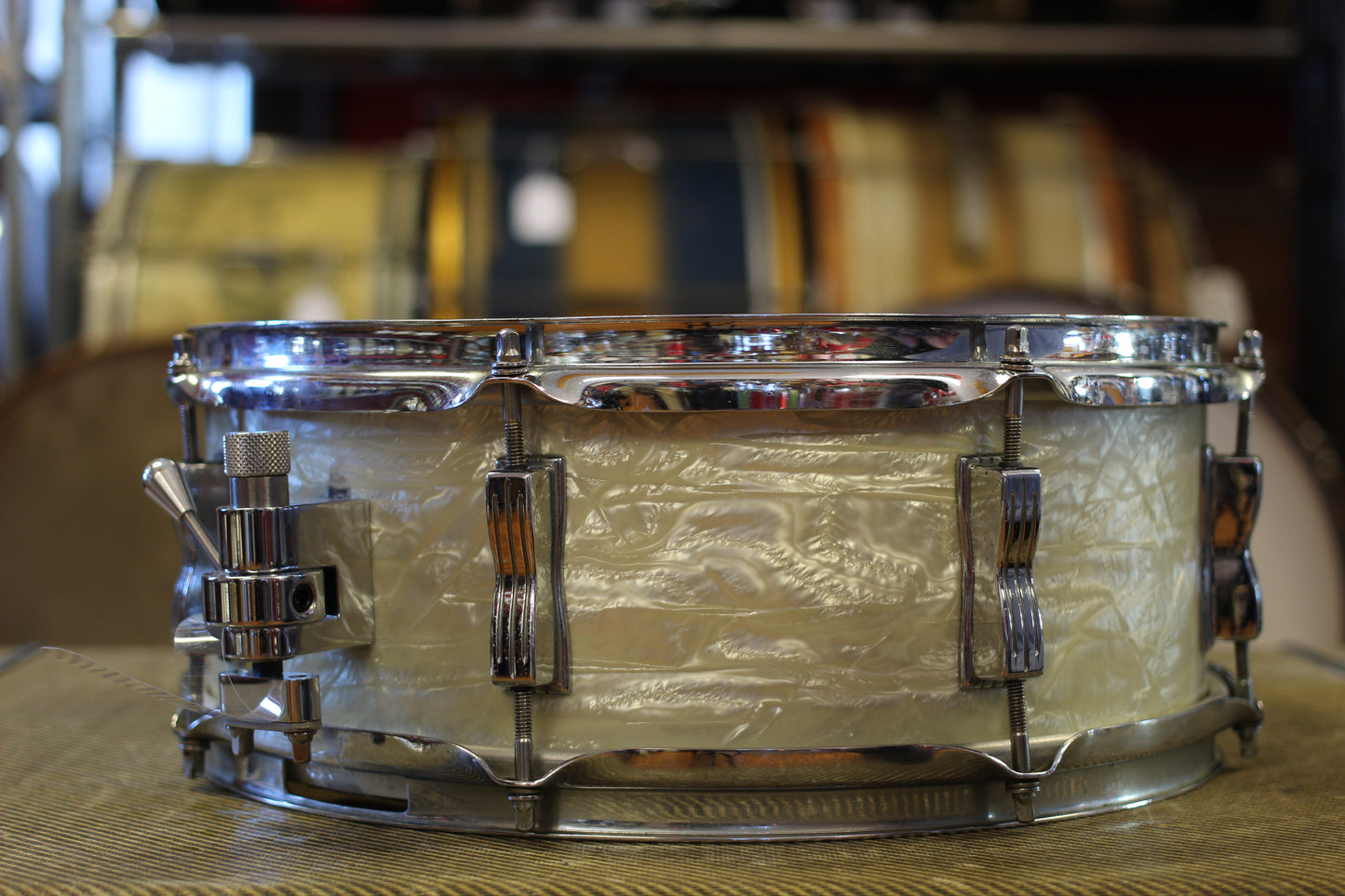 1966 Ludwig "Jazz Festival" Snare Drum 5"x14" in White Marine Pearl