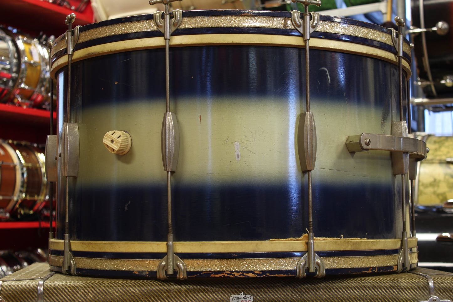 1930's Slingerland 14"x26" Radioking Bass Drum in Blue & Silver Duco