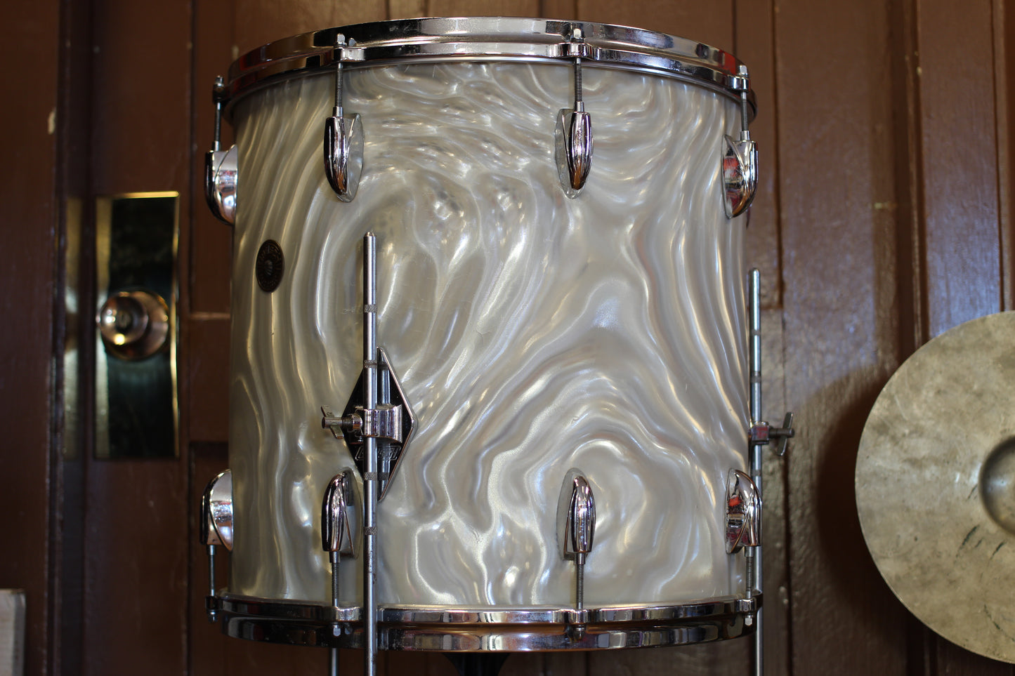 1960's Gretsch Bop Outfit in Silver Satin Flame 14x20 16x16 8x12 5.5x14