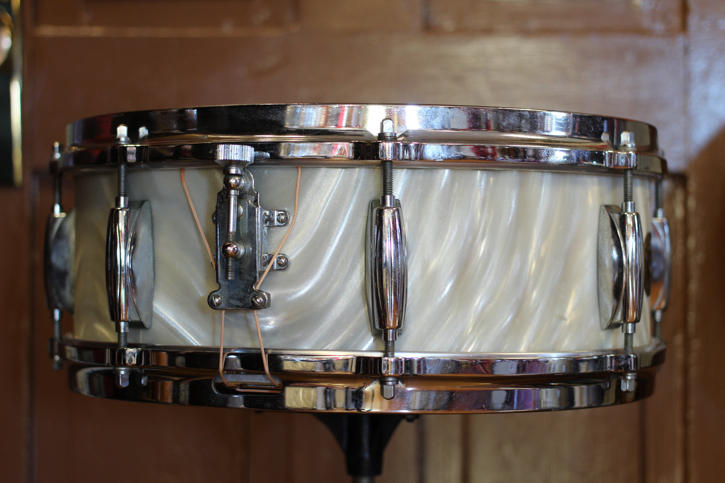 1960's Gretsch Bop Outfit in Silver Satin Flame 14x20 16x16 8x12 5.5x14