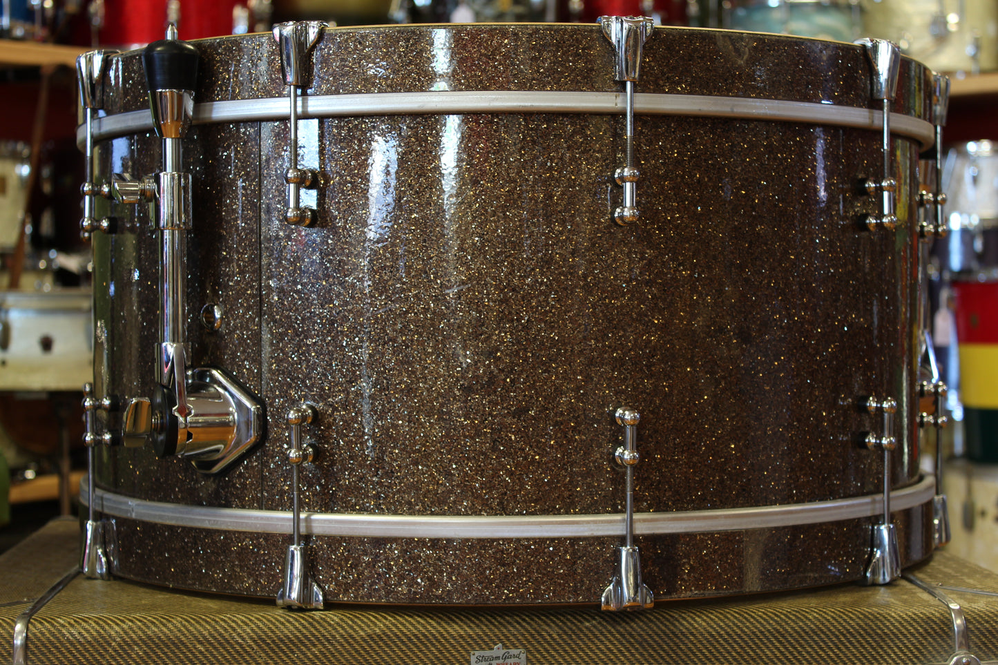 SJC Custom Drum Kit in Ginger Glass Glitter 12x26 14x16 8x12
