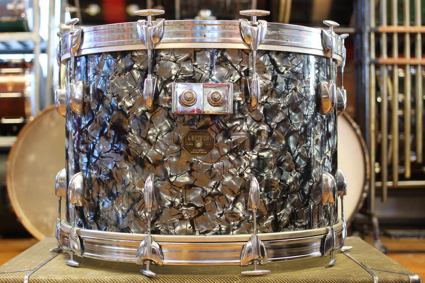 1970's Gretsch 'Blackhawk' in Black Diamond Pearl 14x22 16x16 9x13 8x12