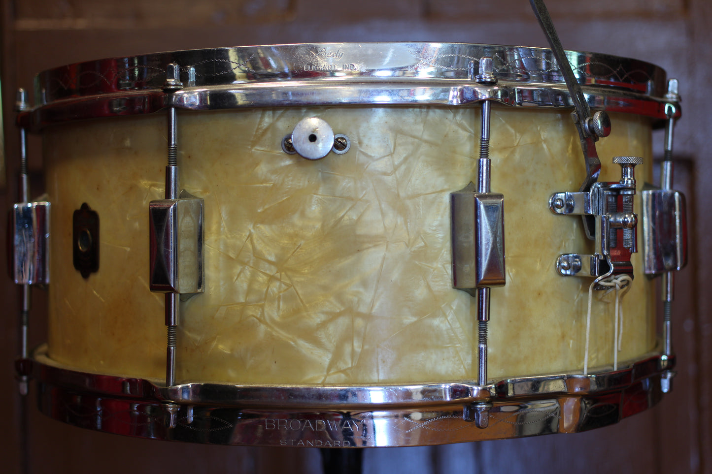 1938 Leedy 6.5"x14" Broadway Standard in White Marine Pearl