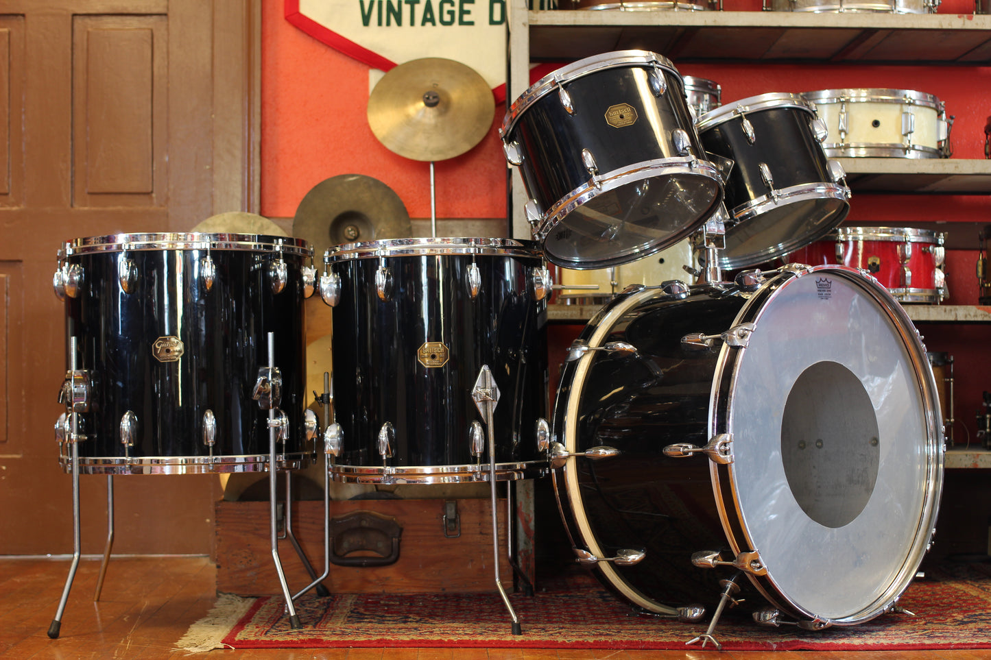 1970's Gretsch in Black Nitron 14x24 16x18 16x16 9x13 8x12