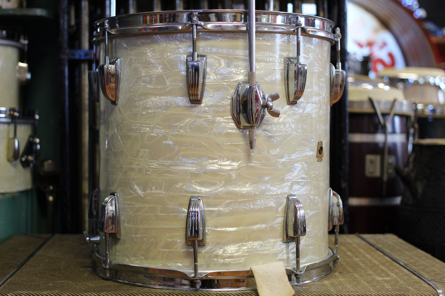 1964 Ludwig Downbeat in White Marine Pearl 14x20 14x14 8x12
