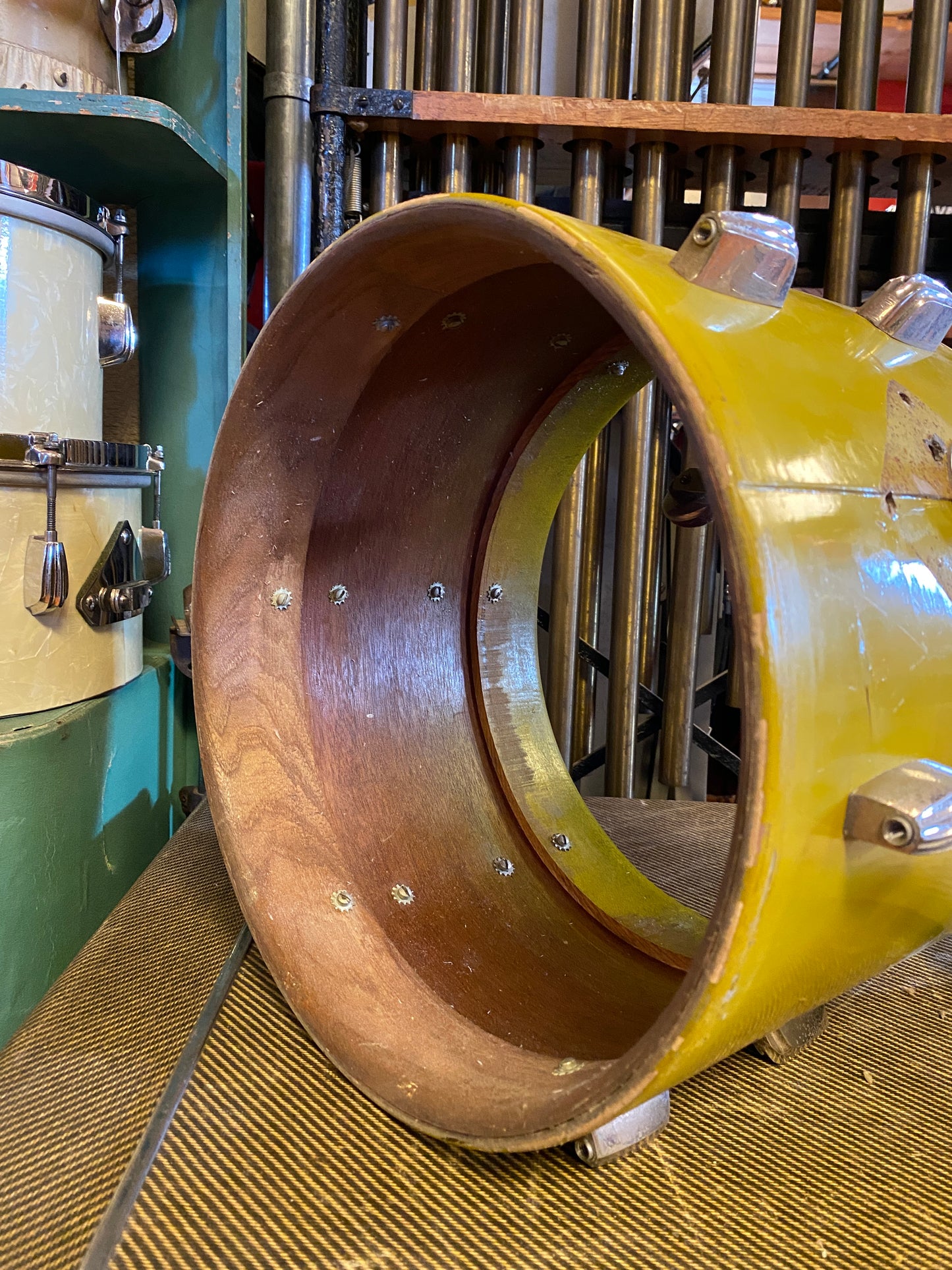 1940's Slingerland Radioking in Mustard Yellow Lacquer 14x20 16x16 12x14 9x13