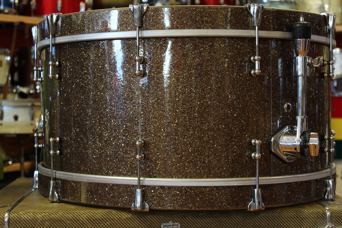 SJC Custom Drum Kit in Ginger Glass Glitter 12x26 14x16 8x12