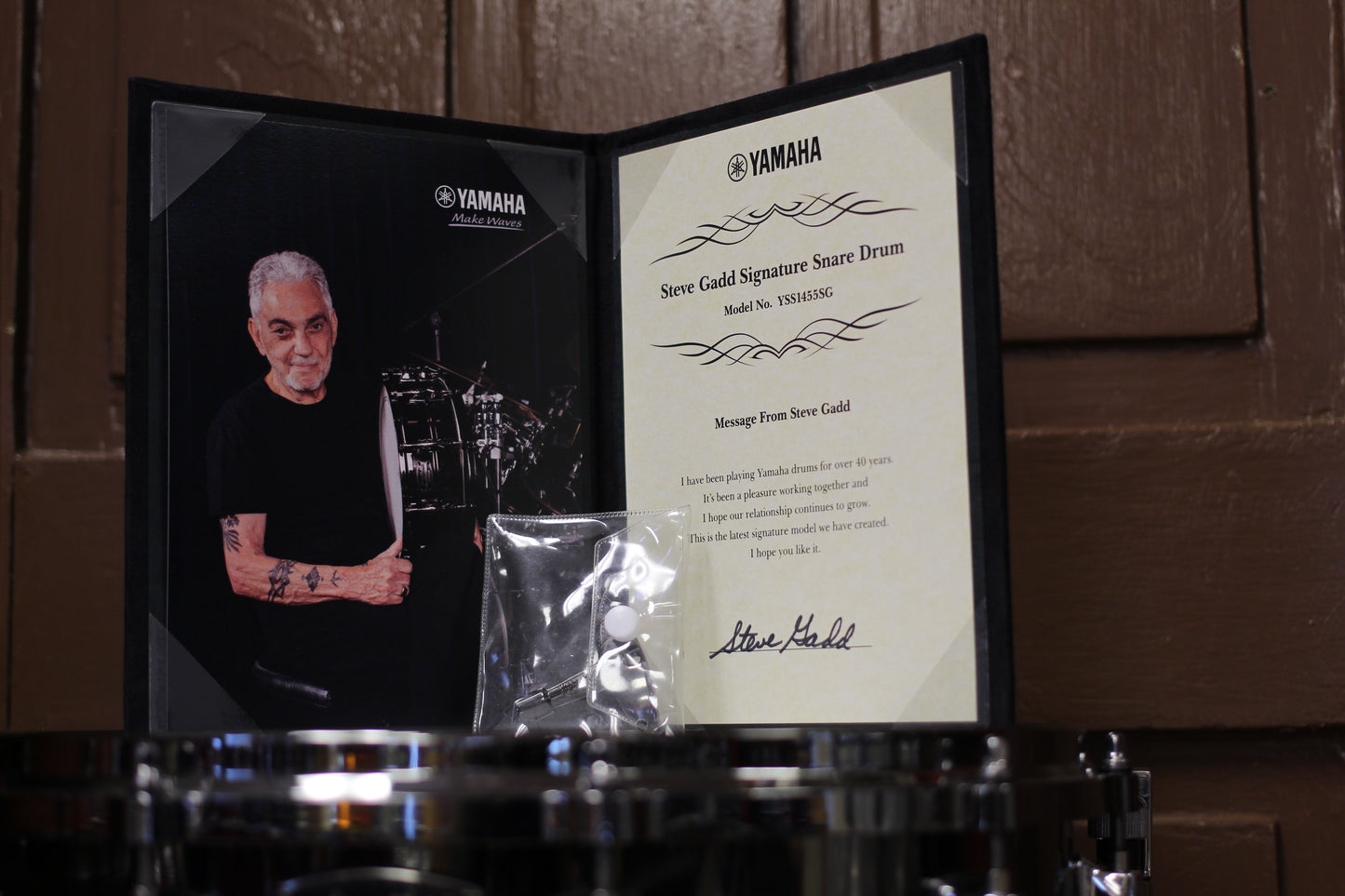 Used - Yamaha 5.5"x14" Steve Gadd Signature Snare Drum in Black Nickel #175