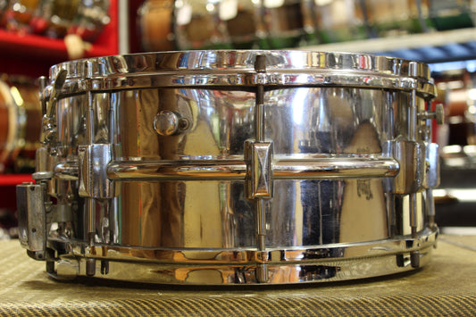 1920's Carlton "Prince" Nickel over Brass Snare Drum 6.5"x14"