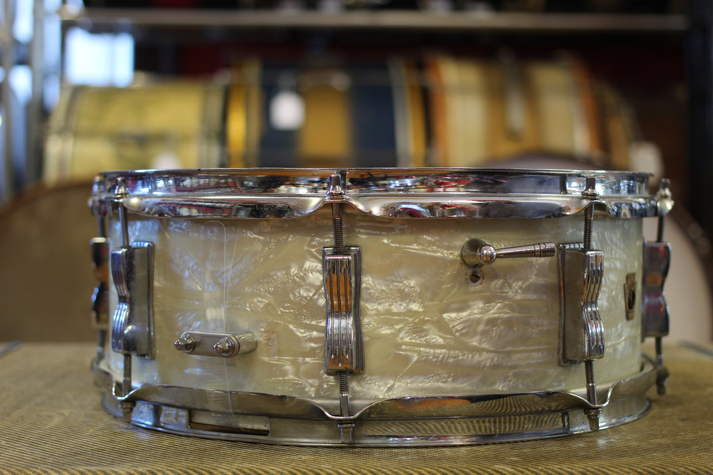 1966 Ludwig "Jazz Festival" Snare Drum 5"x14" in White Marine Pearl