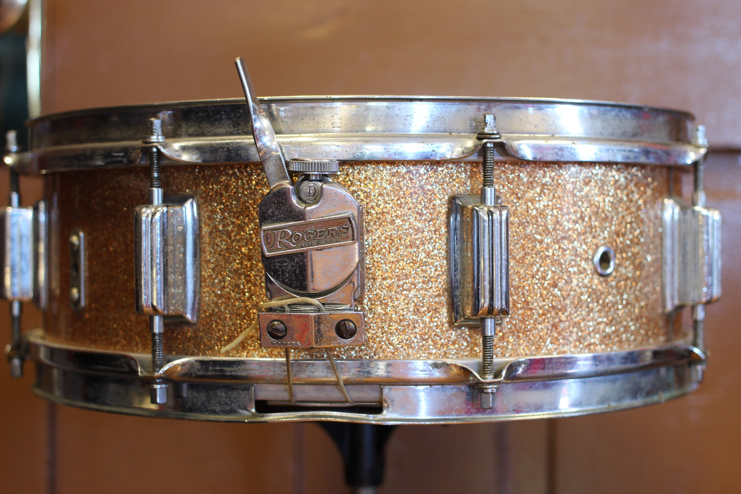 1960's Rogers 5"x14" Powertone Snare Drum in Champagne Sparkle