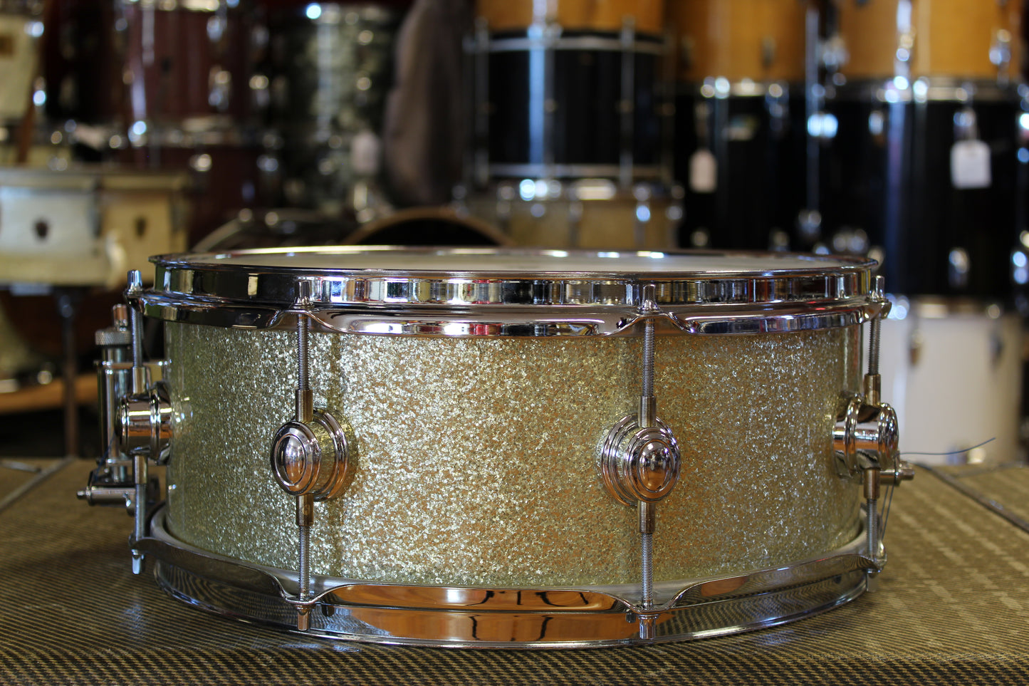 00's Montineri Custom Drums Maple/Poplar/Maple in Aged Silver Sparkle 14x24 16x16 9x13 5.5x14