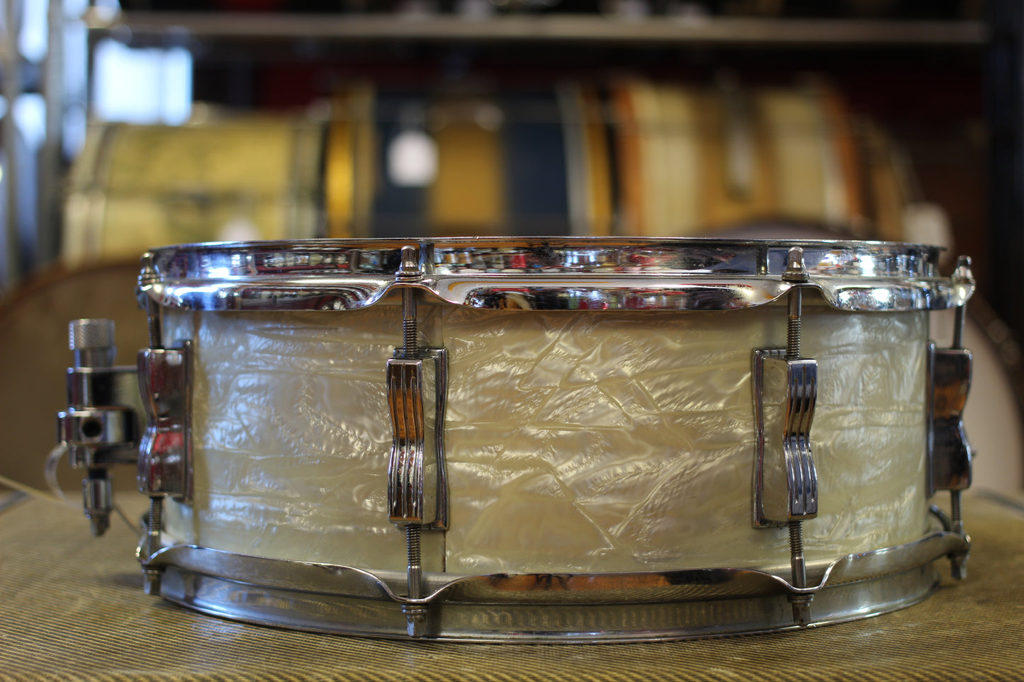 1966 Ludwig "Jazz Festival" Snare Drum 5"x14" in White Marine Pearl