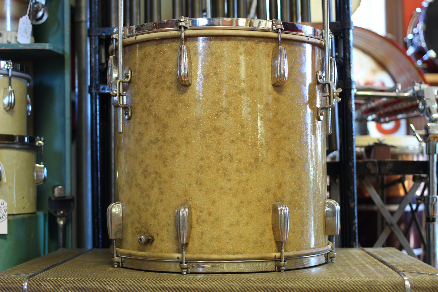 1940's Slingerland Radioking 'Buddy Schutz' Sparkling Silver Pearl 14x24 16x16 9x13 7x14