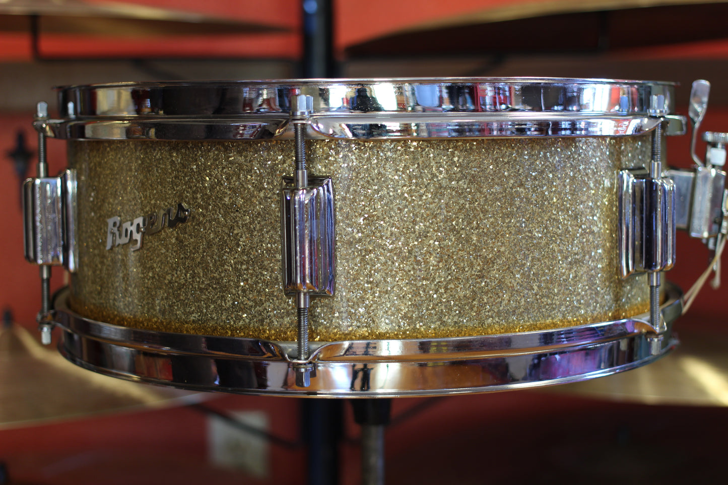 1960's Rogers 5"x14" Luxor Snare Drum in Gold Sparkle