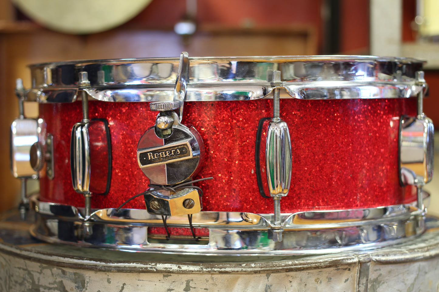 1960's Rogers 5"x14" Holiday Snare Drum in Sparkling Red Pearl