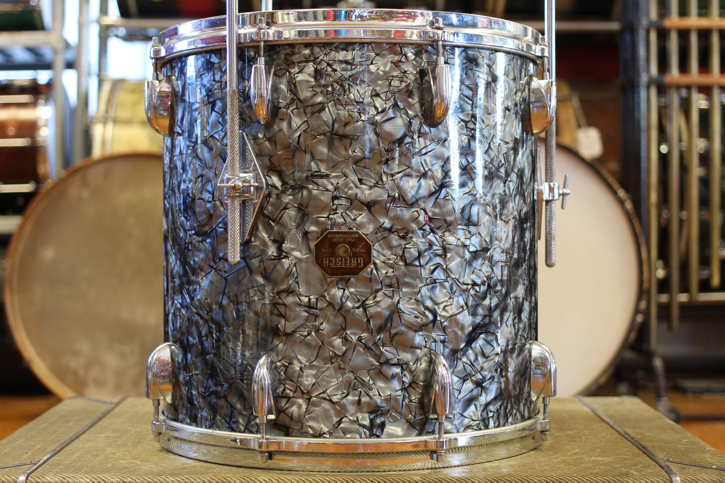 1970's Gretsch 'Blackhawk' in Black Diamond Pearl 14x22 16x16 9x13 8x12