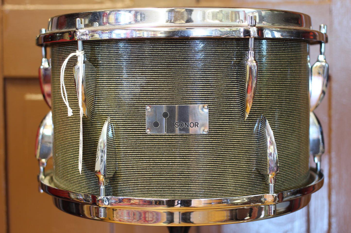 1960's Sonor Chicago Star Outfit in Black & Silver Striped Glitter 14x20 14x16 8x13