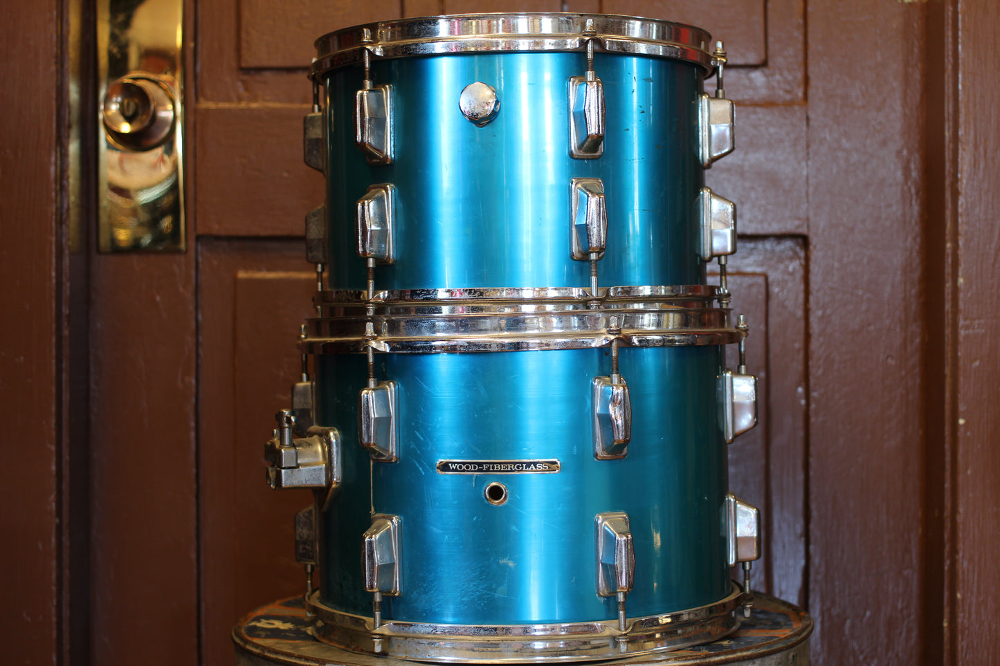 1980's Pearl Professional Wood-Fiberglass in Blue Flash 14x22 16x16 9x13 8x12