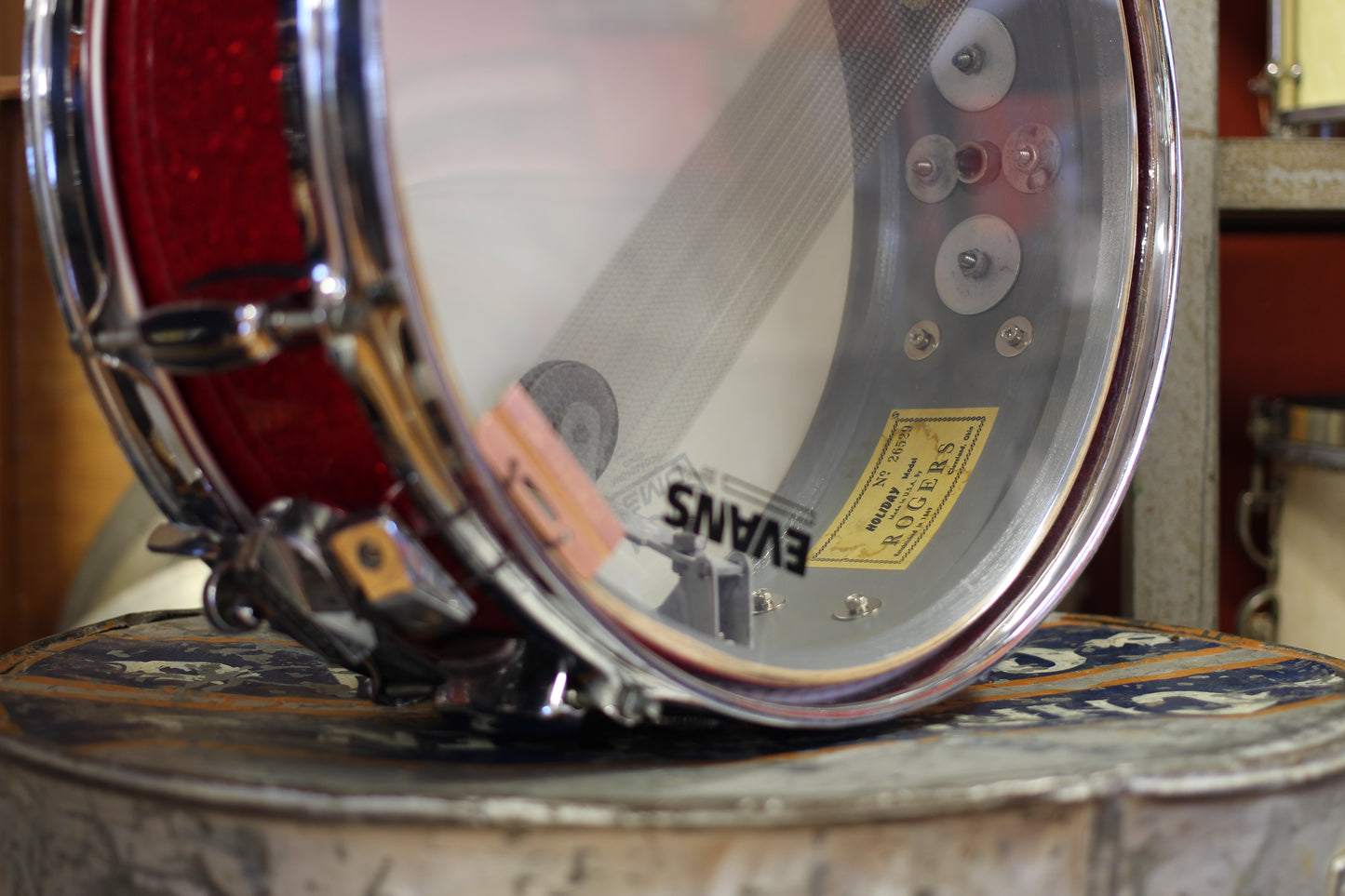 1960's Rogers 5"x14" Holiday Snare Drum in Sparkling Red Pearl