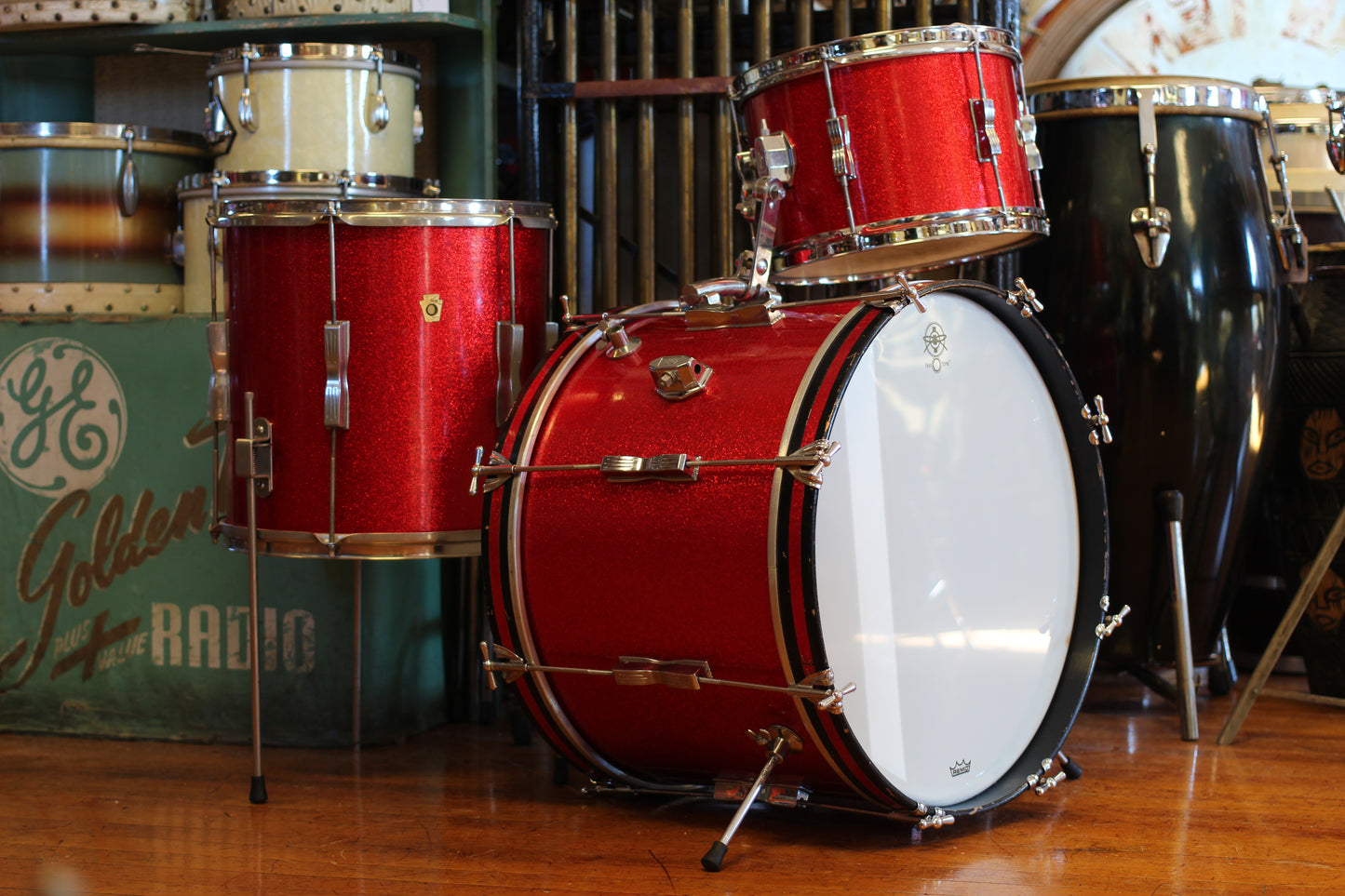 1960's Ludwig Club Date in Red Sparkle 14x20 14x14 8x12