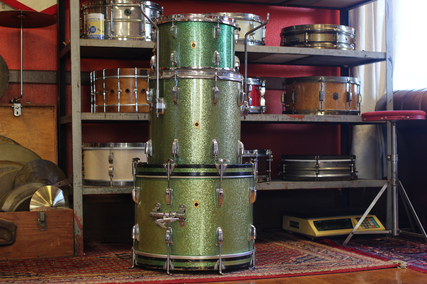 1960's Ludwig Jazzette in Green Sparkle 12x18 14x14 8x12