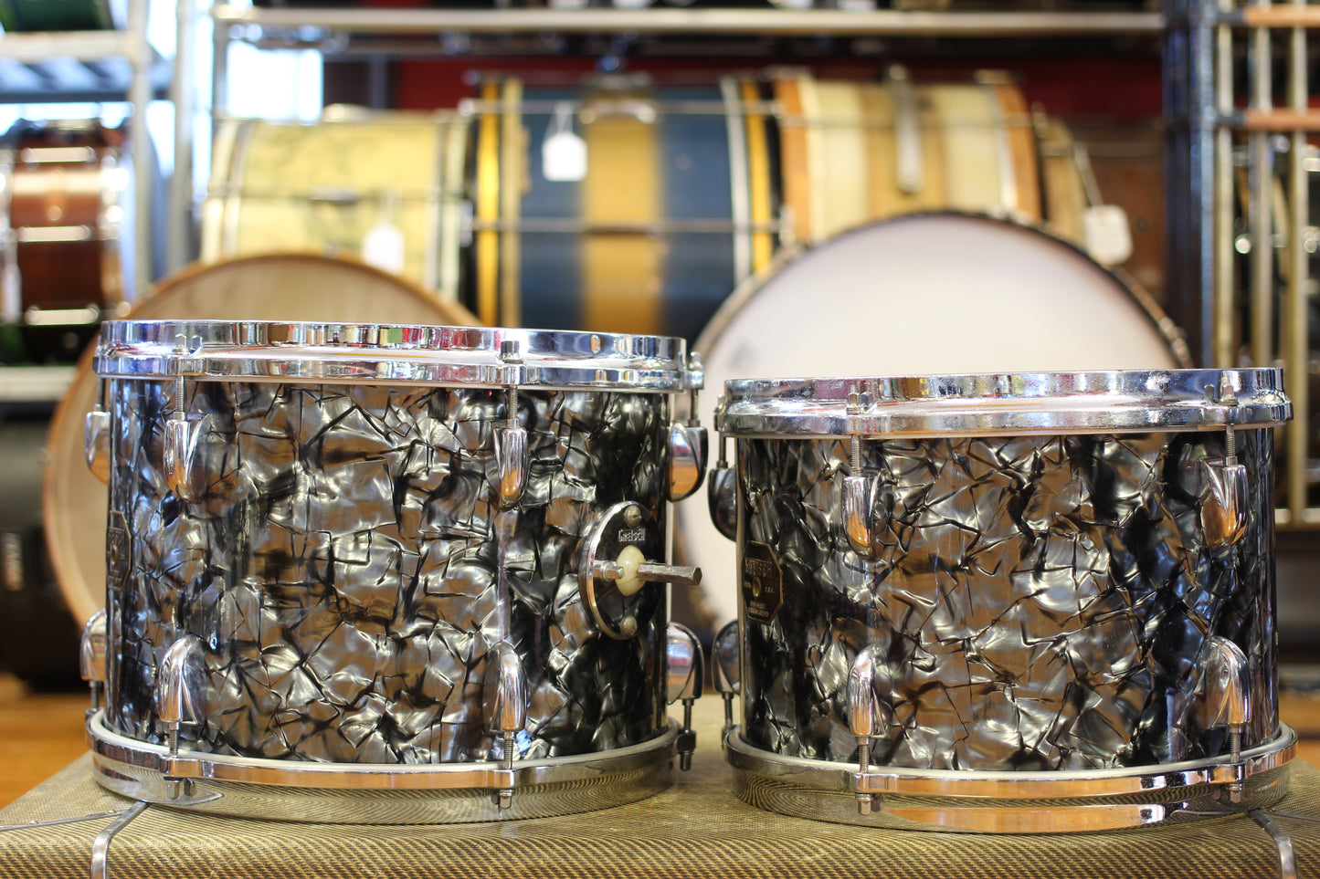 1970's Gretsch 'Blackhawk' in Black Diamond Pearl 14x22 16x16 9x13 8x12